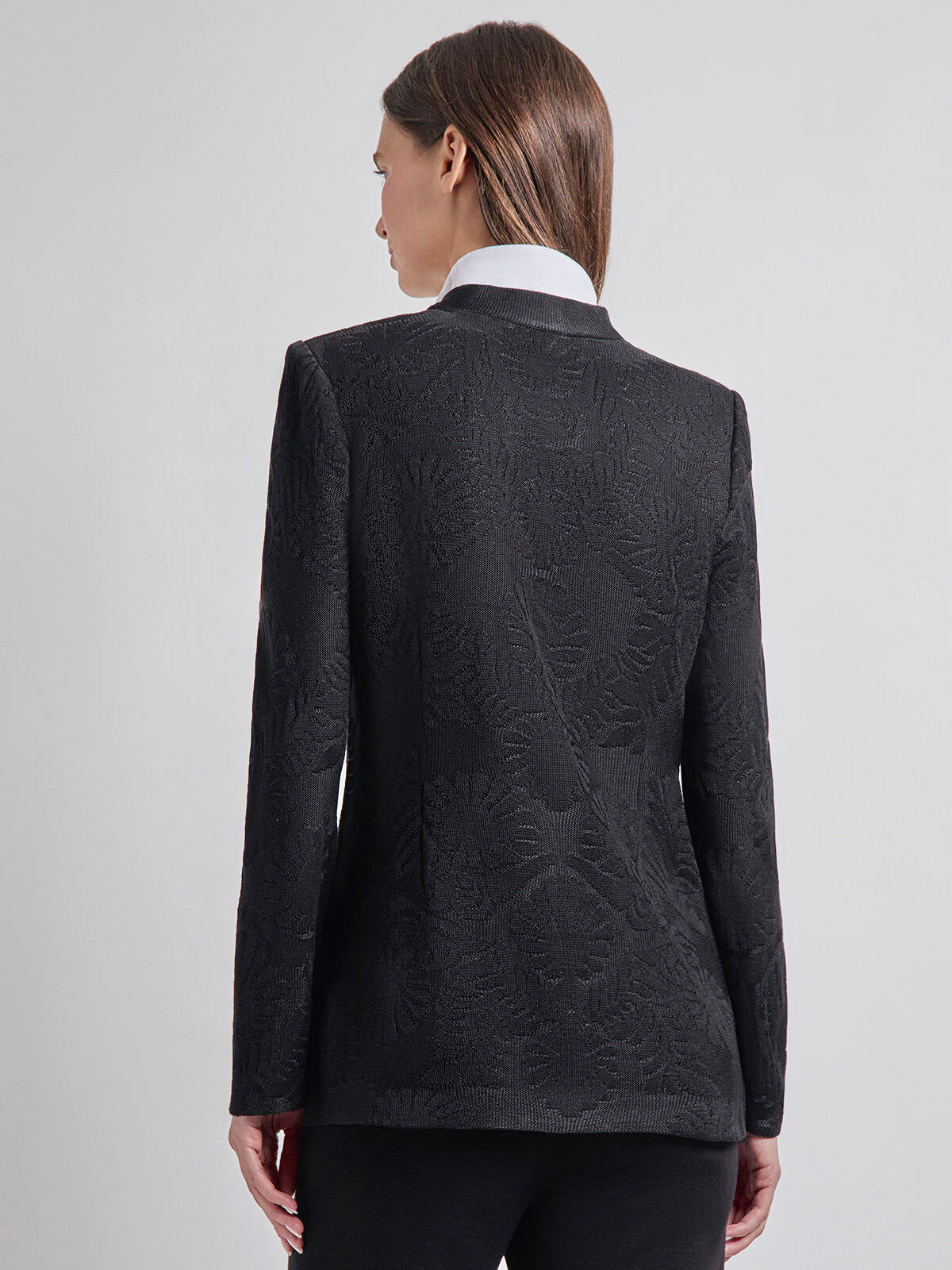 Tailored Fit One-Button Jacquard Knit Jacket