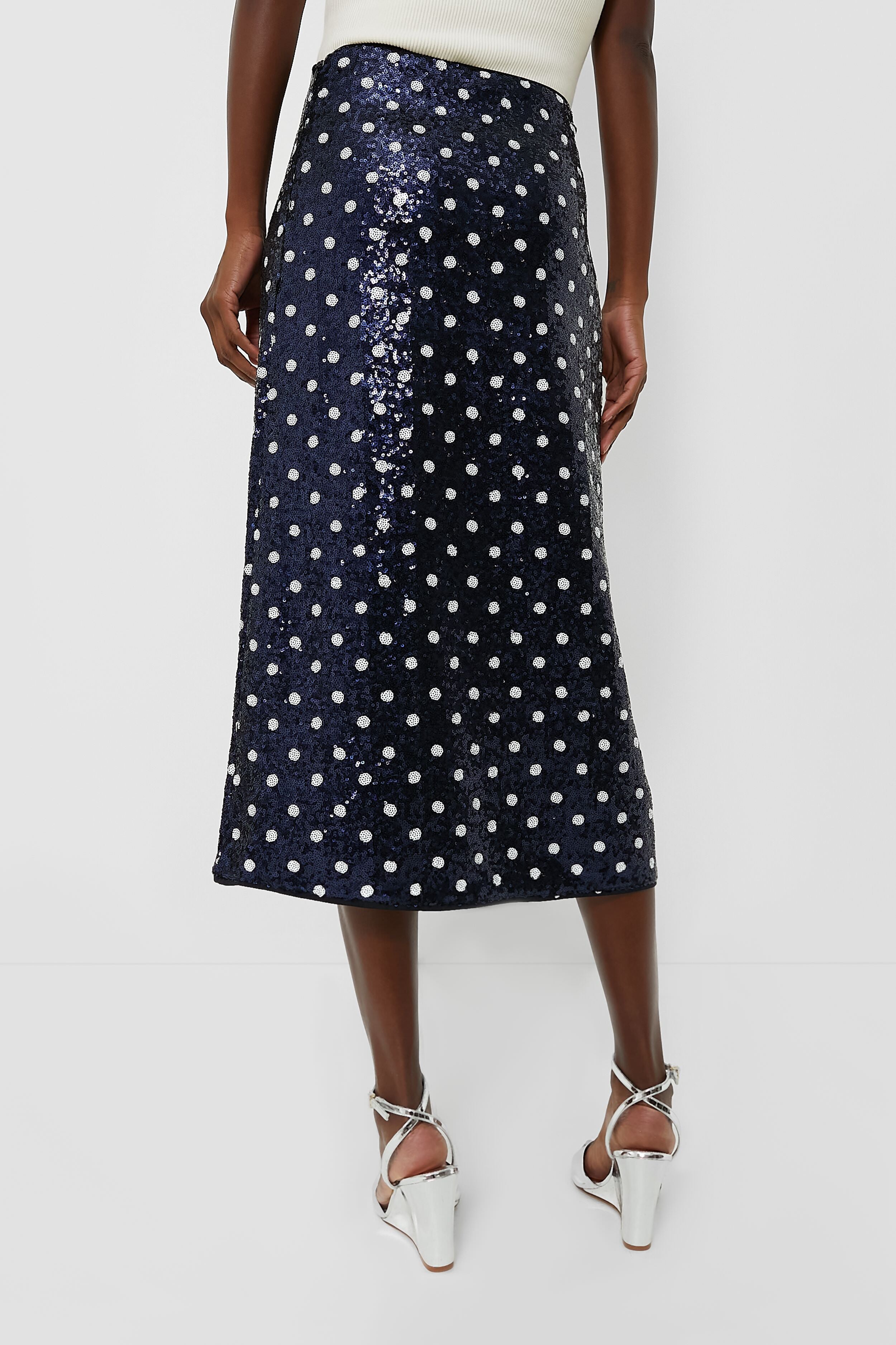 Navy Dotted Sequence Jily Skirt