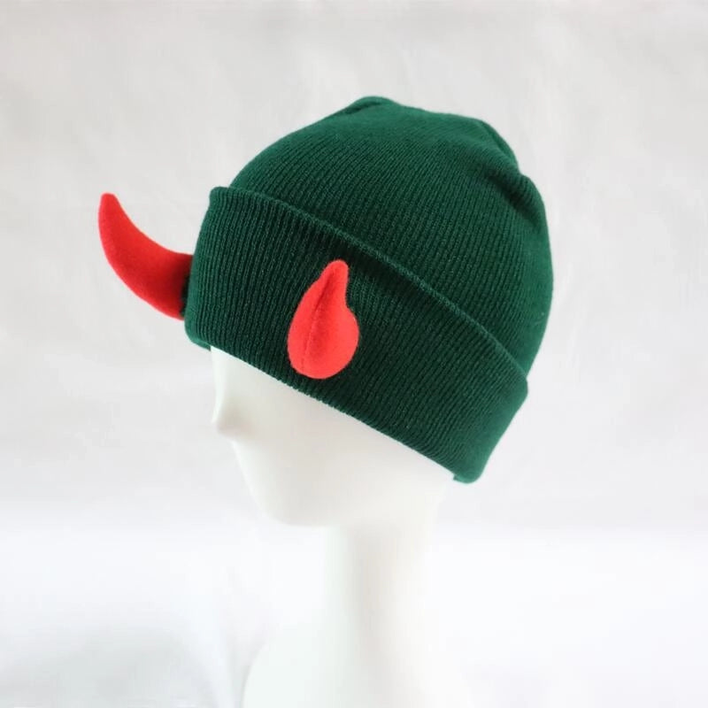 Little Devil Knitted Hat Men's Trendy Ear Protection Wool Hat Women's Autumn And Winter Warm Big Head Circumference Couple Hat