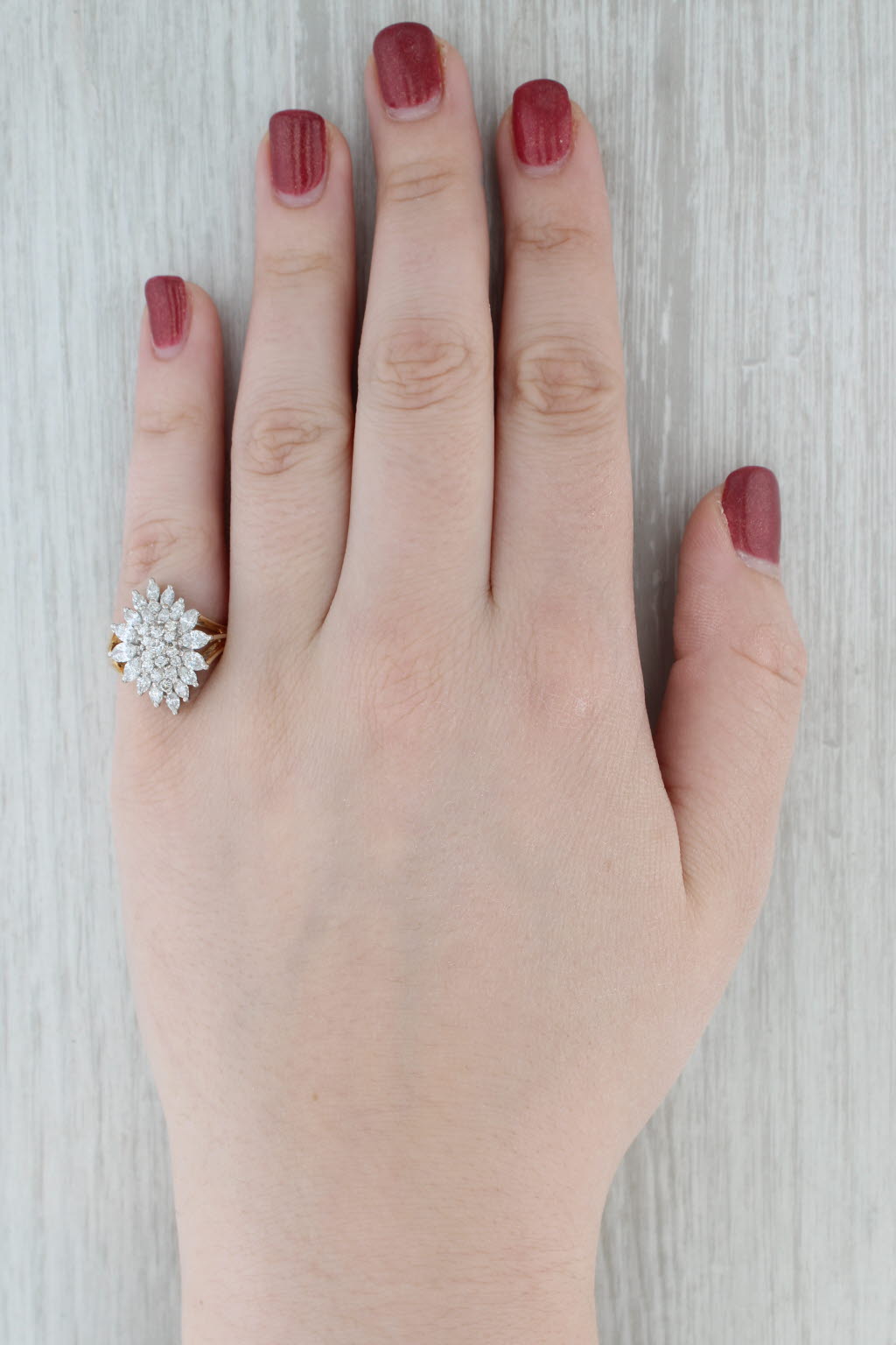1.36ctw Diamond Cluster Ring 14k Yellow Gold Size 6.25 Cocktail