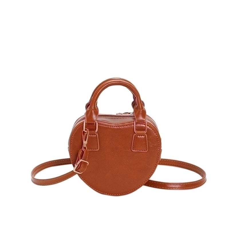 Women's Small Pu Leather Heart Shape Solid Color Streetwear Heart-shaped Zipper Shoulder Bag Handbag Crossbody Bag