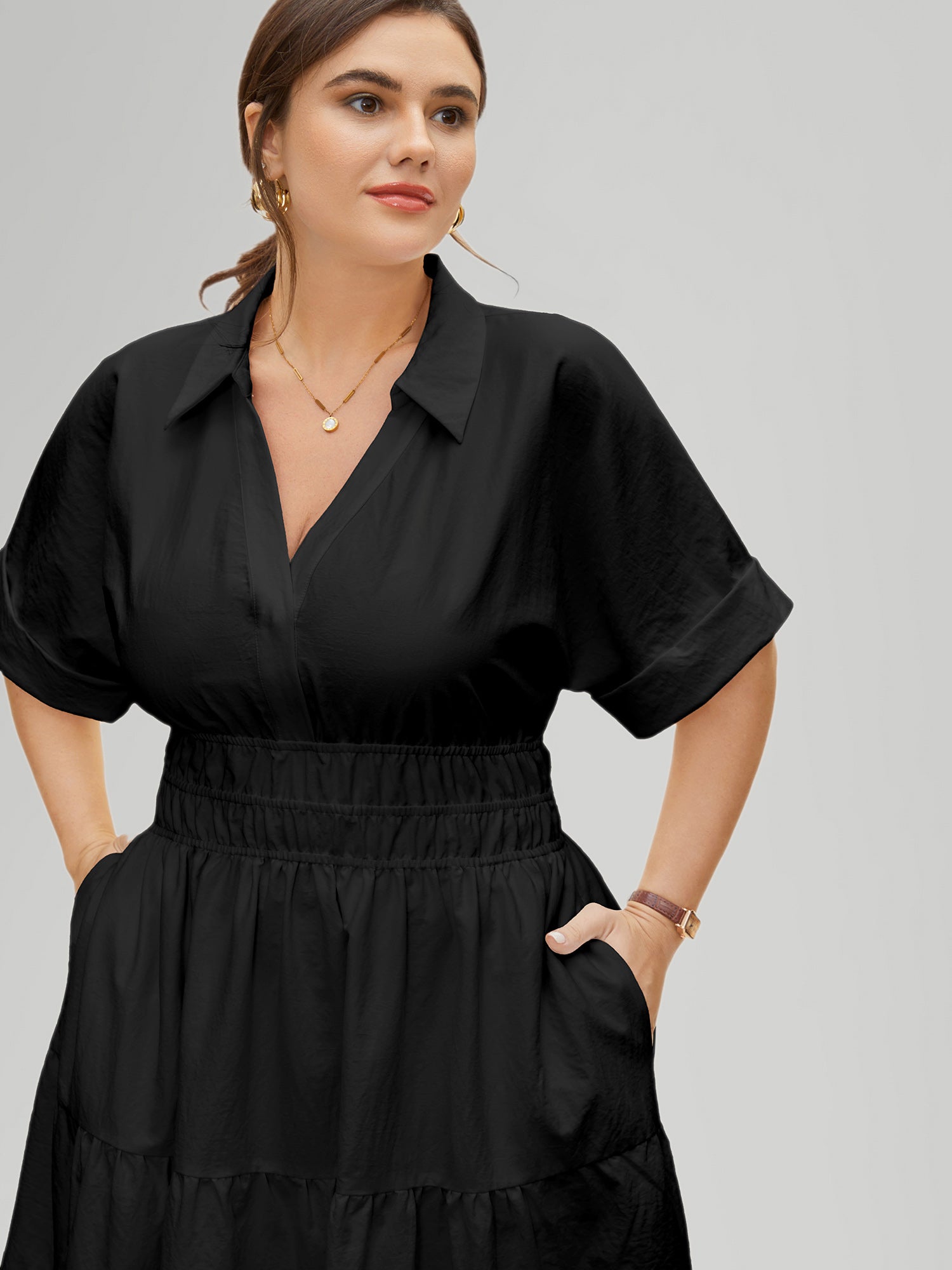 Midfield Tiered Midi Shirt Dress