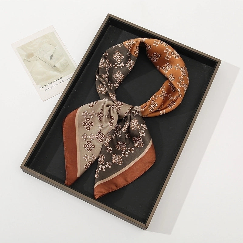 Women's Pastoral Minimalist Moon Tree Satin Printing Silk Scarf Bandanas
