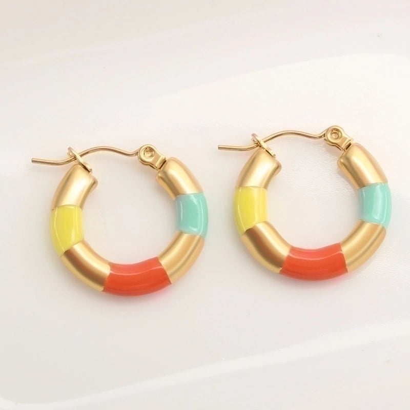 1 Pair IG Style Minimalist Round Plating 304 Stainless Steel Gold Plated Earrings