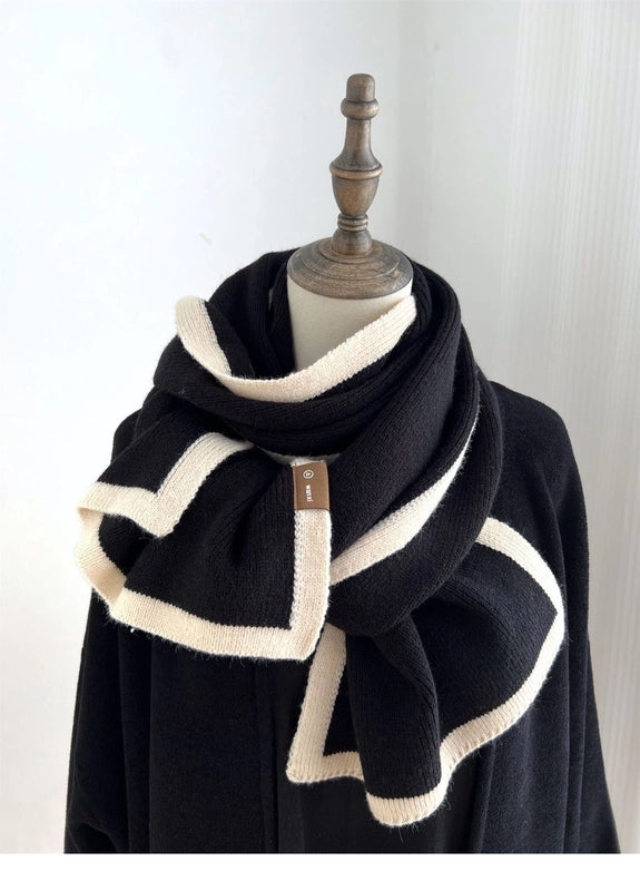 White Color Scarf Winter New Sense Of Knitted Wool Scarf Small Design Boys And Girls