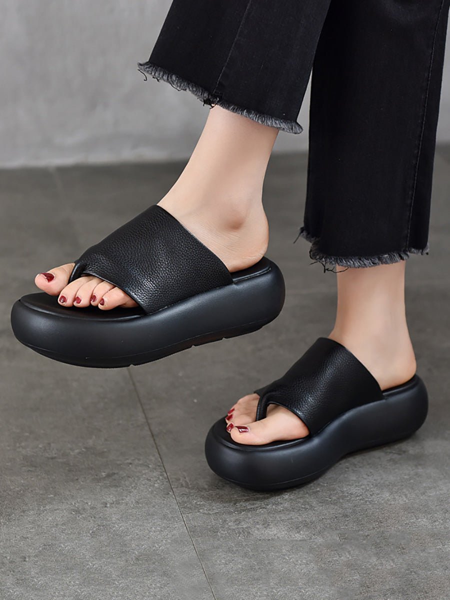 Women Summer Casual Pure  Color Platform Slippers