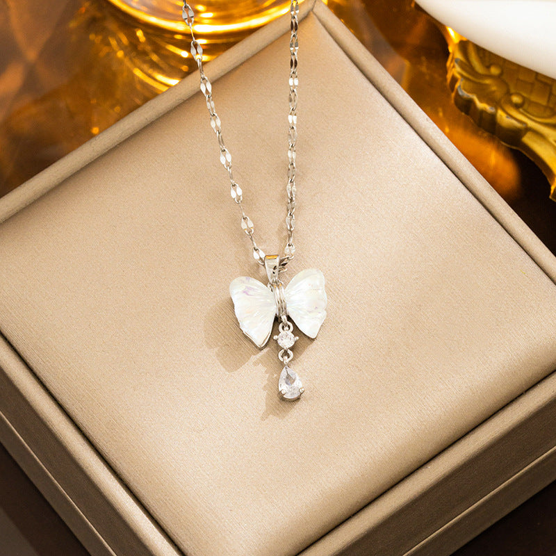 Niche Bow Titanium Steel Material Women All-Match Titanium Steel Material