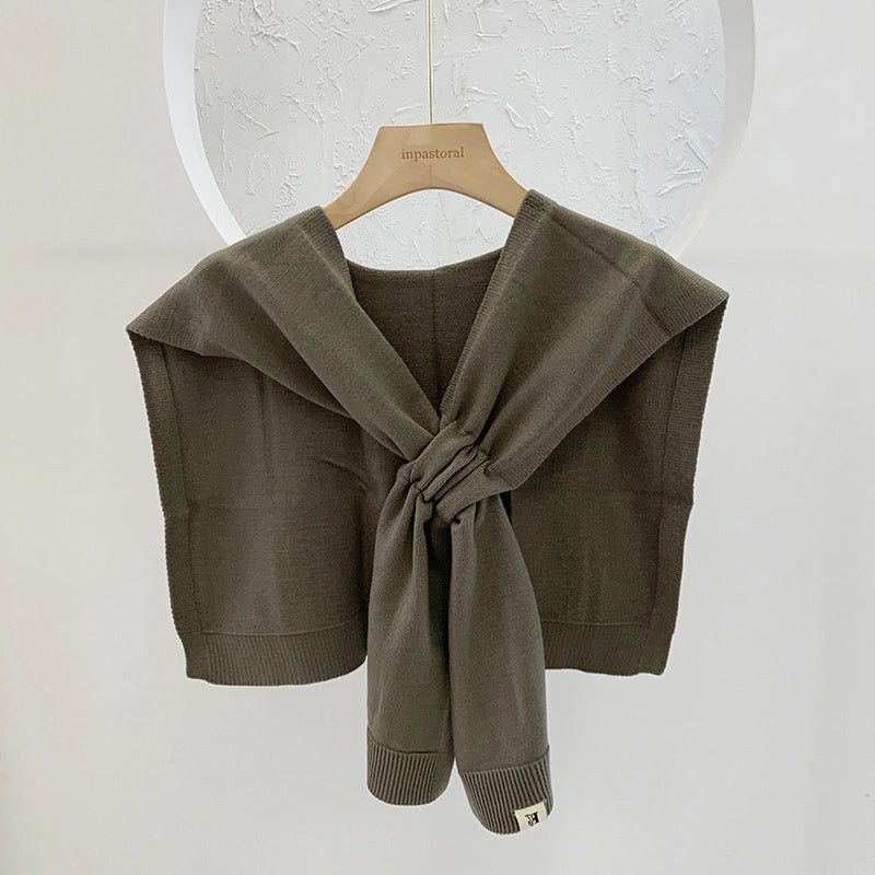 Unisex Casual Sweet Solid Color Knit Shawl