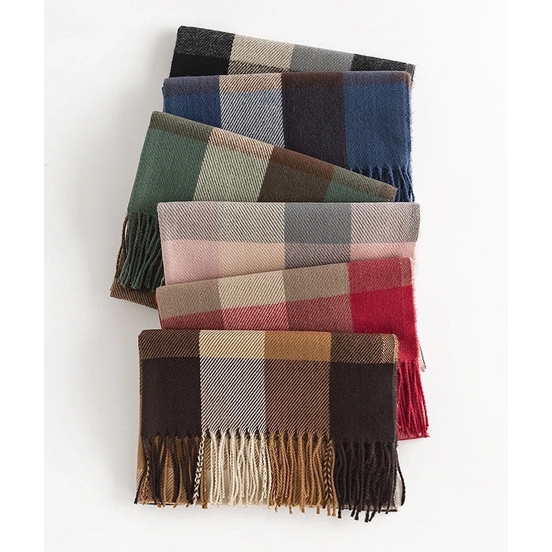 Unisex Casual Lattice Imitation Cashmere Scarf