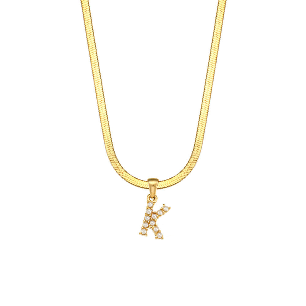 Fashion Letter Number Text Stainless Steel 18K Gold Plated Necklaces