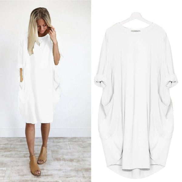 2023 New In-💝17 Colors Women Casual Loose Pocket Long Sleeves Dress