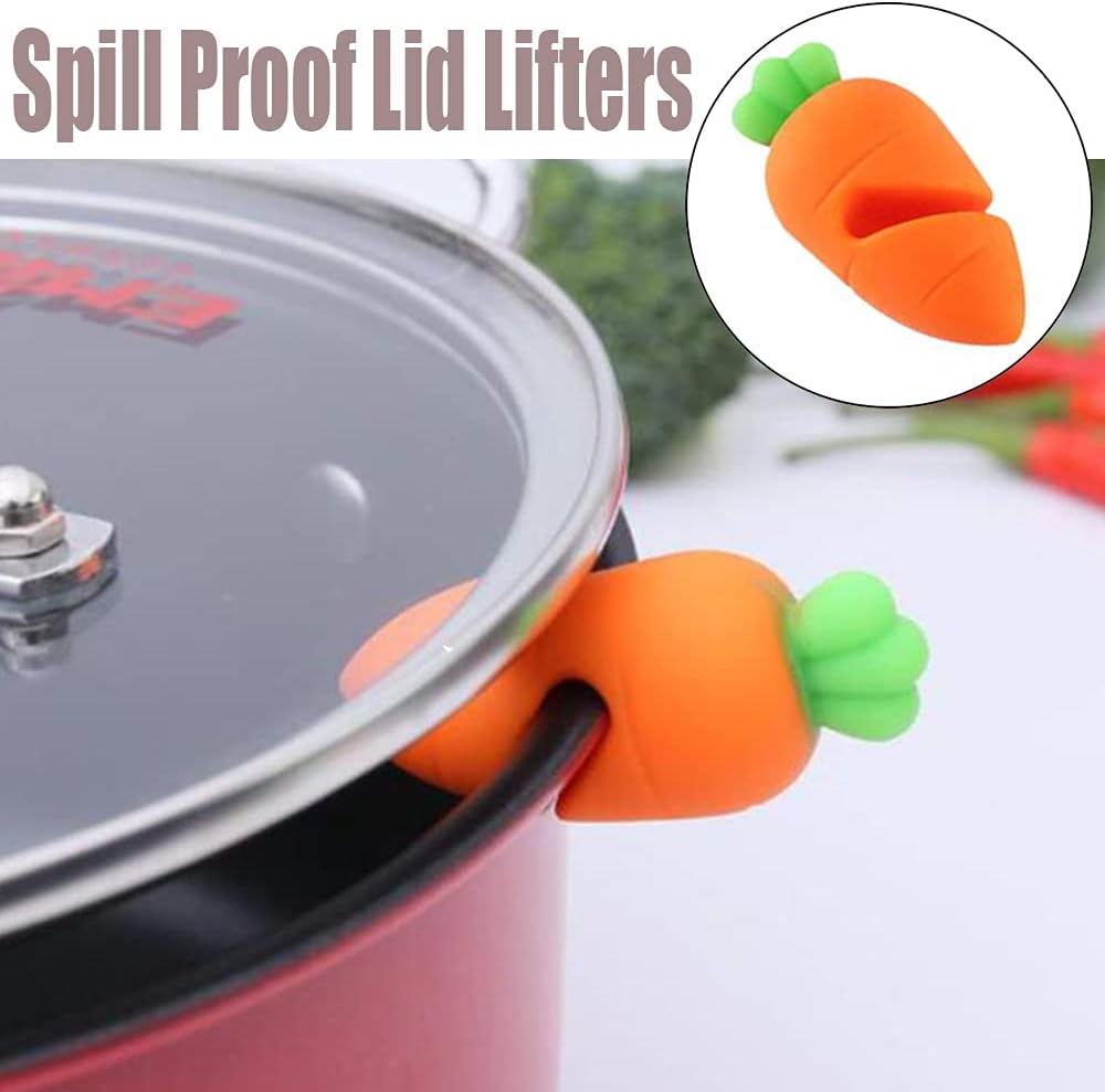 Pack Of 3 Silicone Pot Lid Holder Carrot Shape Silicone Lid Holder