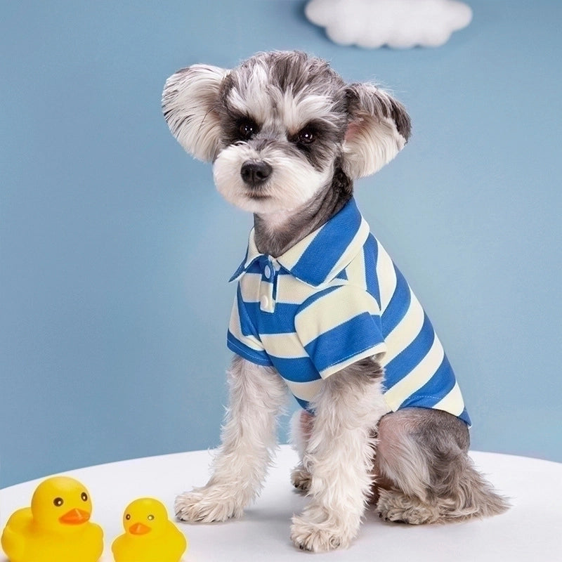 Casual Minimalist Polyester Stripe Lapel Pet Clothing