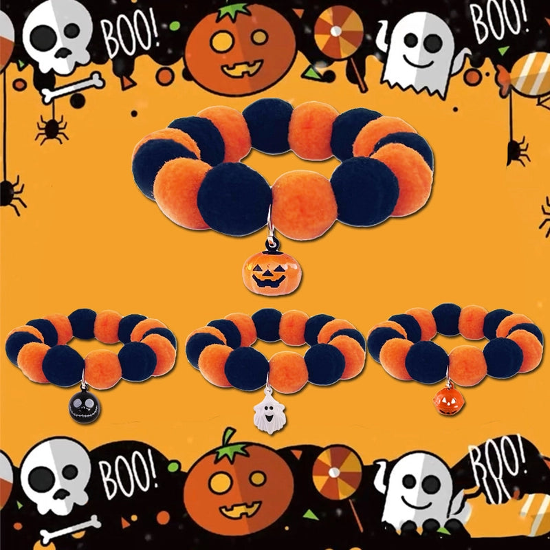 Pet Halloween Bell Kitty Dog Ball Collar Elastic Adjustable Pet Collar