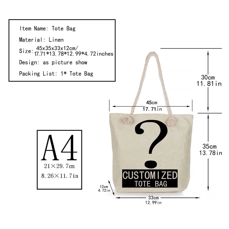 Women's Medium Linen Cactus Vacation Classic Style Square Zipper Tote Bag Beach Bag