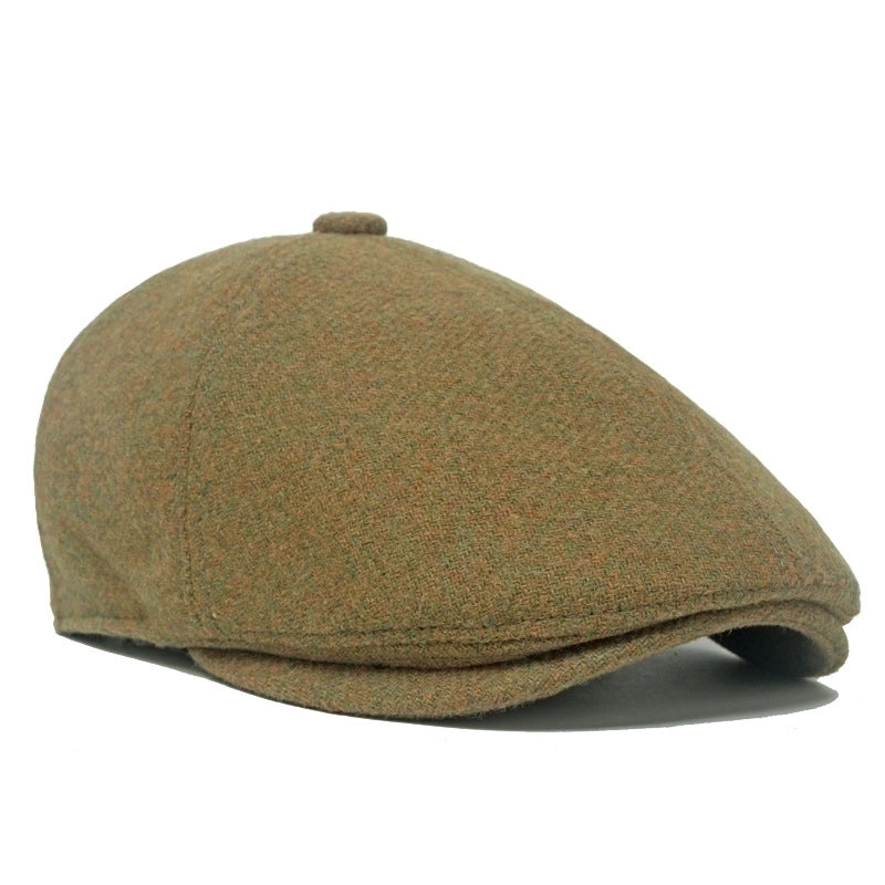 Unisex Retro British Style Solid Color Curved Eaves Beret Hat