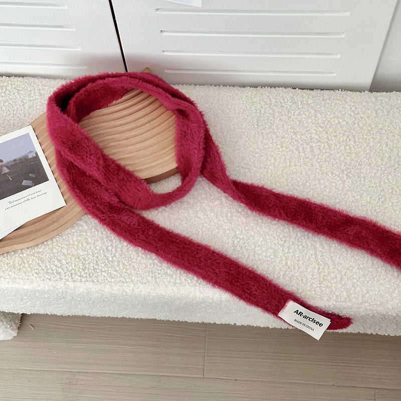 Women's Minimalist Classic Style Solid Color Flannel Scarf