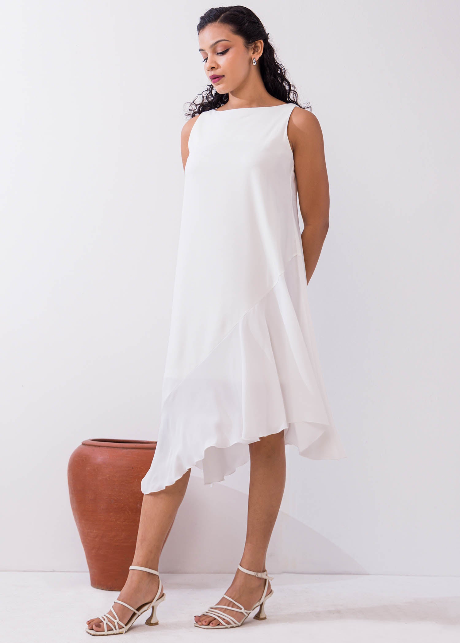 Sleeveless Asymmetrical Hem Dress