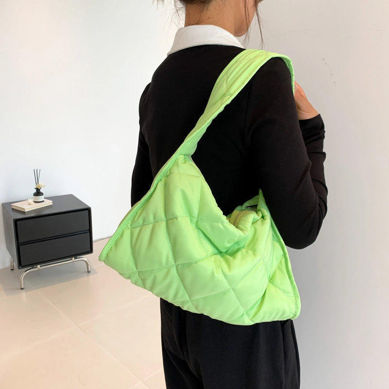 Women's Medium All Seasons Nylon Solid Color Basic Square Zipper Shoulder Bag Underarm Bag