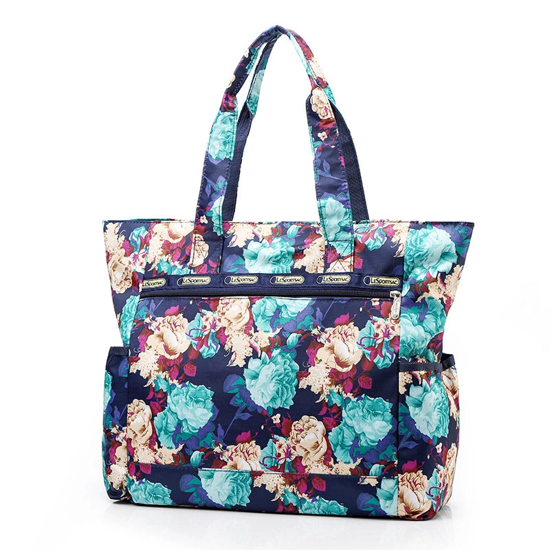 Women's Large Oxford Cloth Printing Classic Style Square Zipper Shoulder Bag