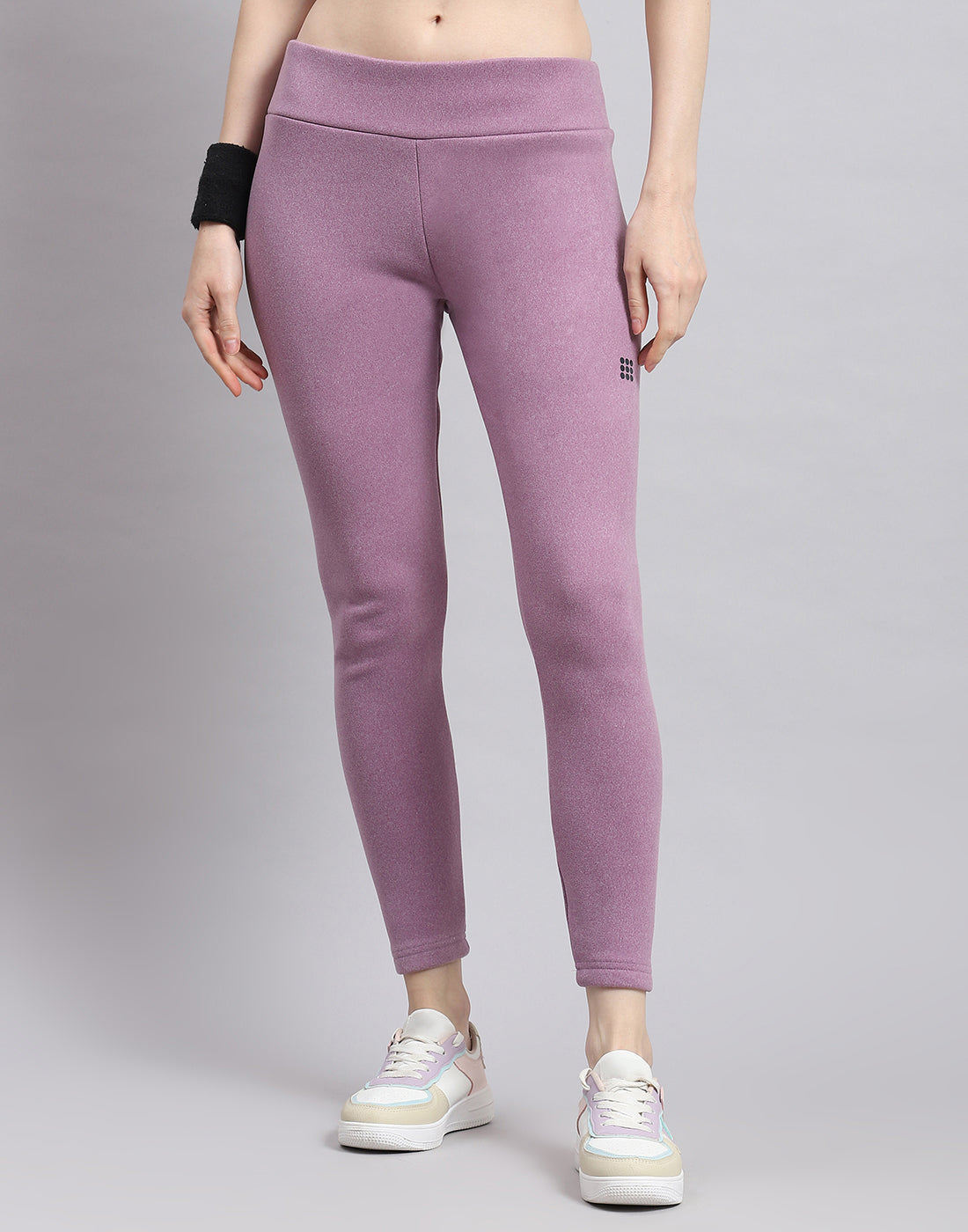 Women Purple Solid Regular Fit Legging