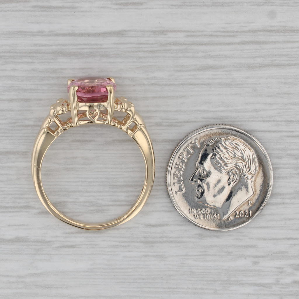 3ct Pink Tourmaline Oval Solitaire Ring 14k Yellow Gold Size 7