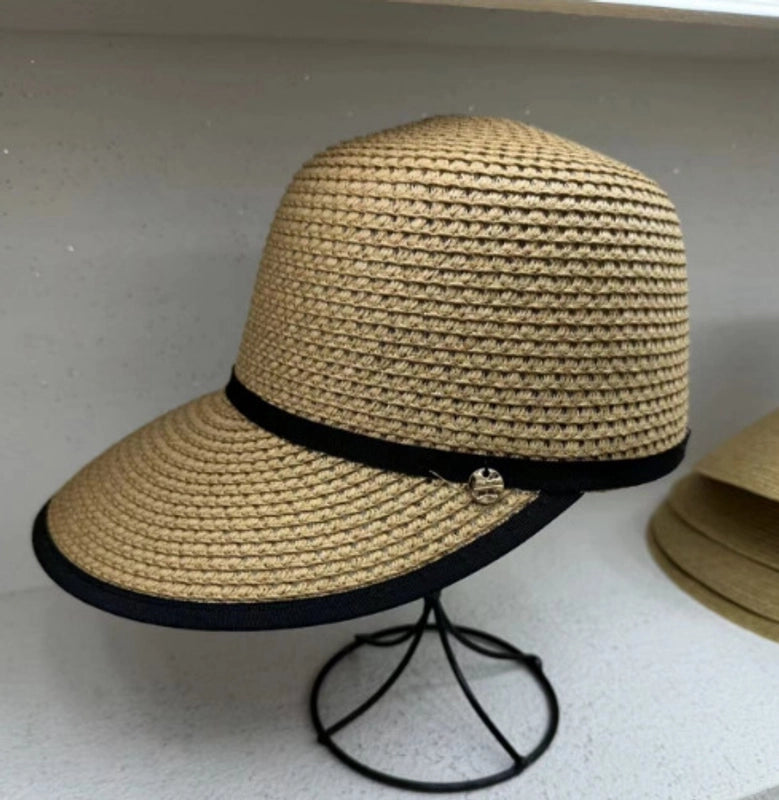 Women's Vacation Minimalist Letter Solid Color Big Eaves Straw Hat