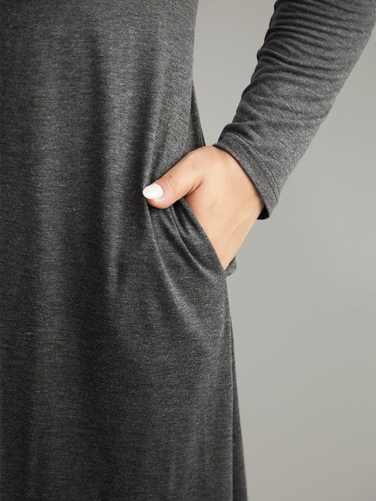 Solid Button Up Pocket Dress