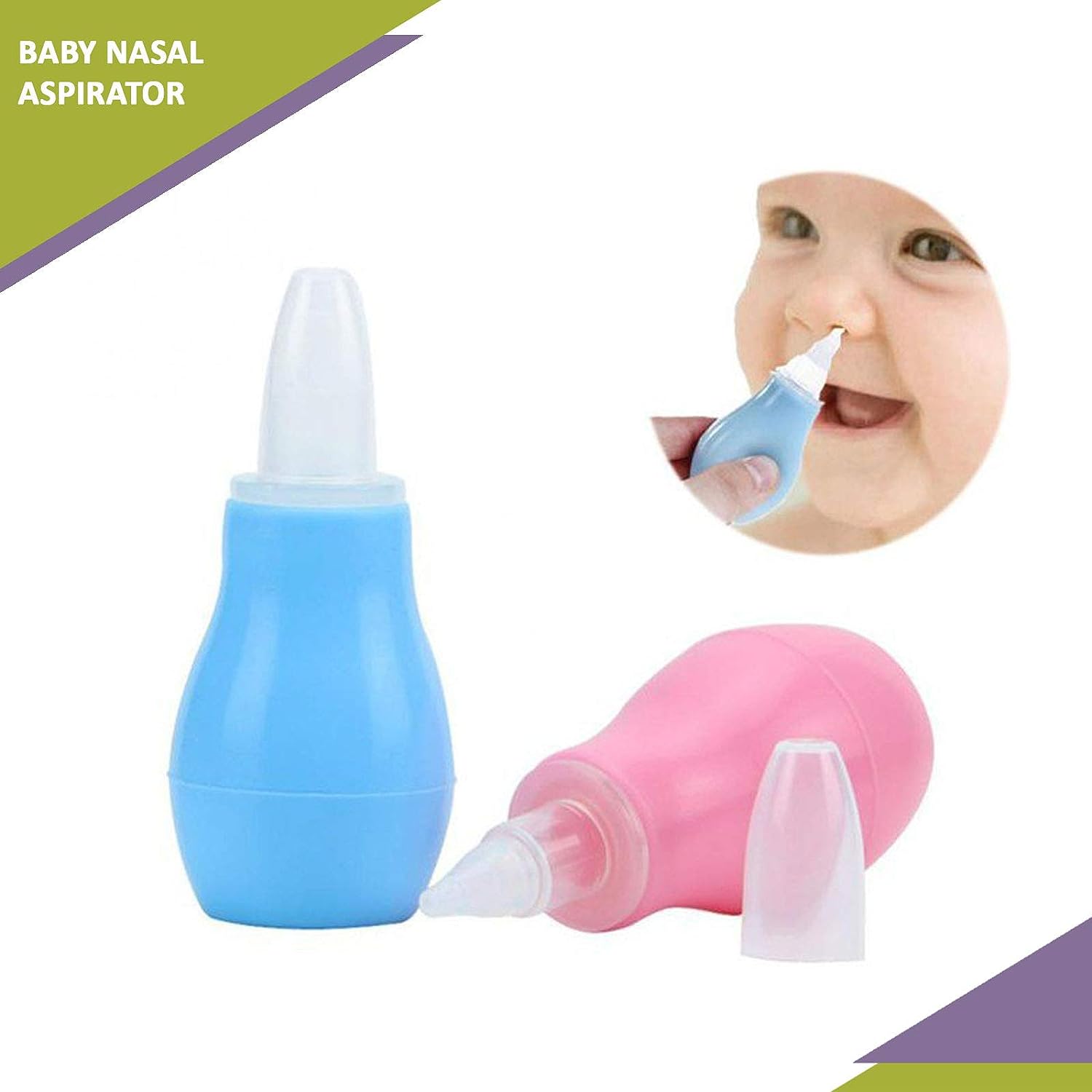 Silicone Baby Nasal Aspirator. Vacuum Sucker. Instant Relief From Blocked Baby Nose Cleaner