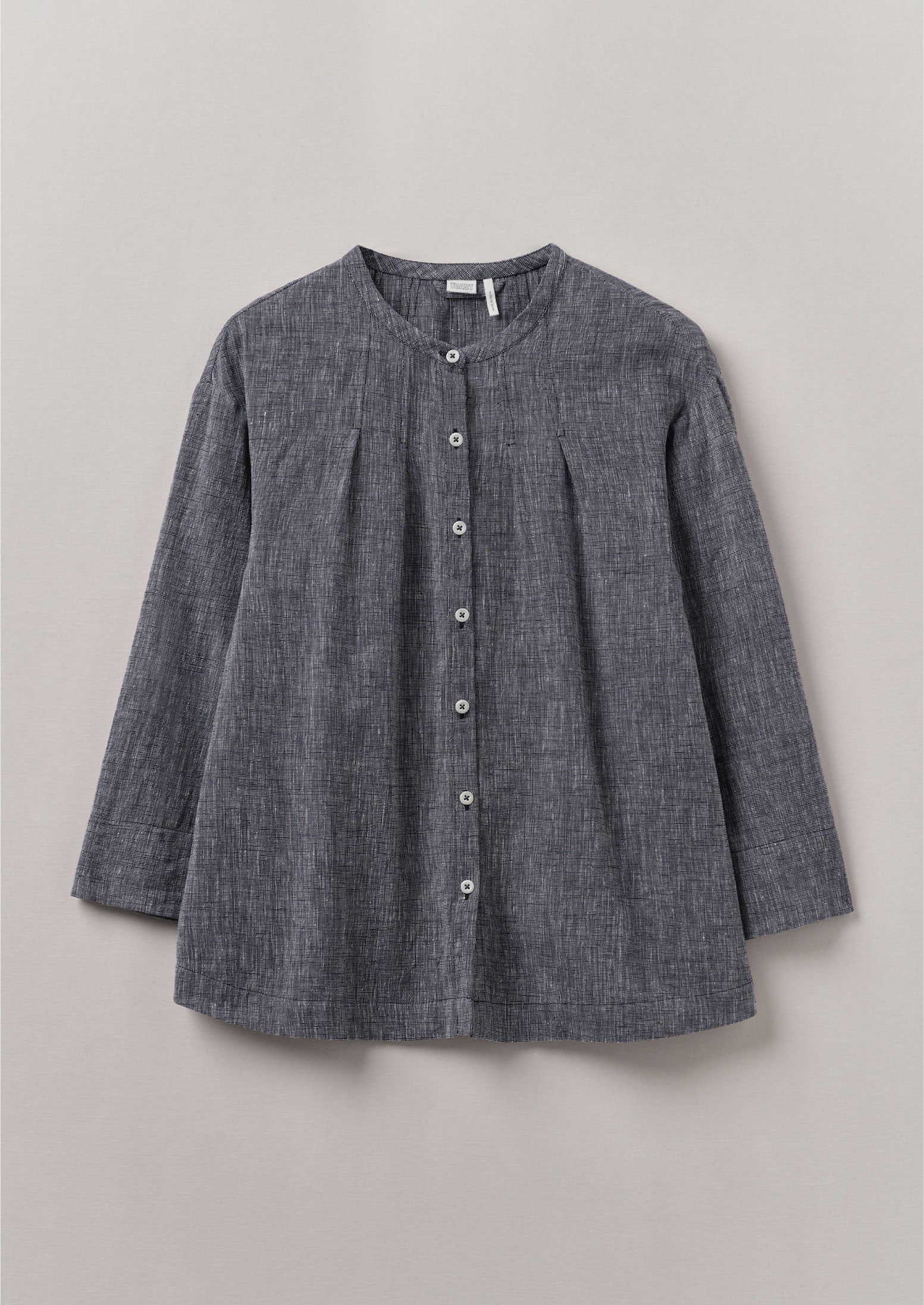 Linen Cotton Tie Shirt | Blue Melange