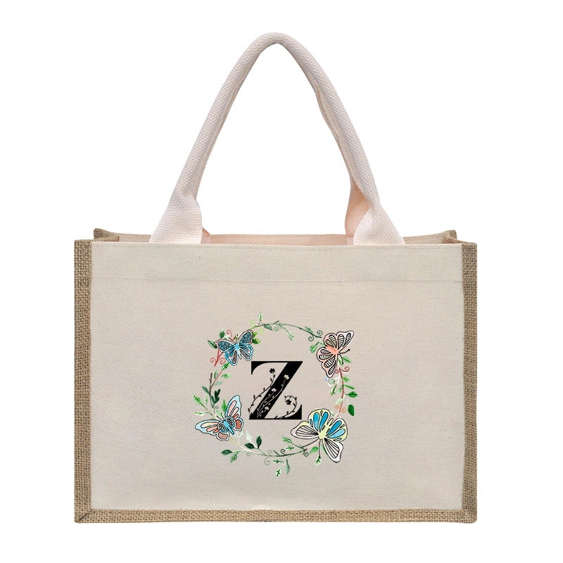 Women's Medium Canvas Letter Basic Classic Style Open Shopping Bags