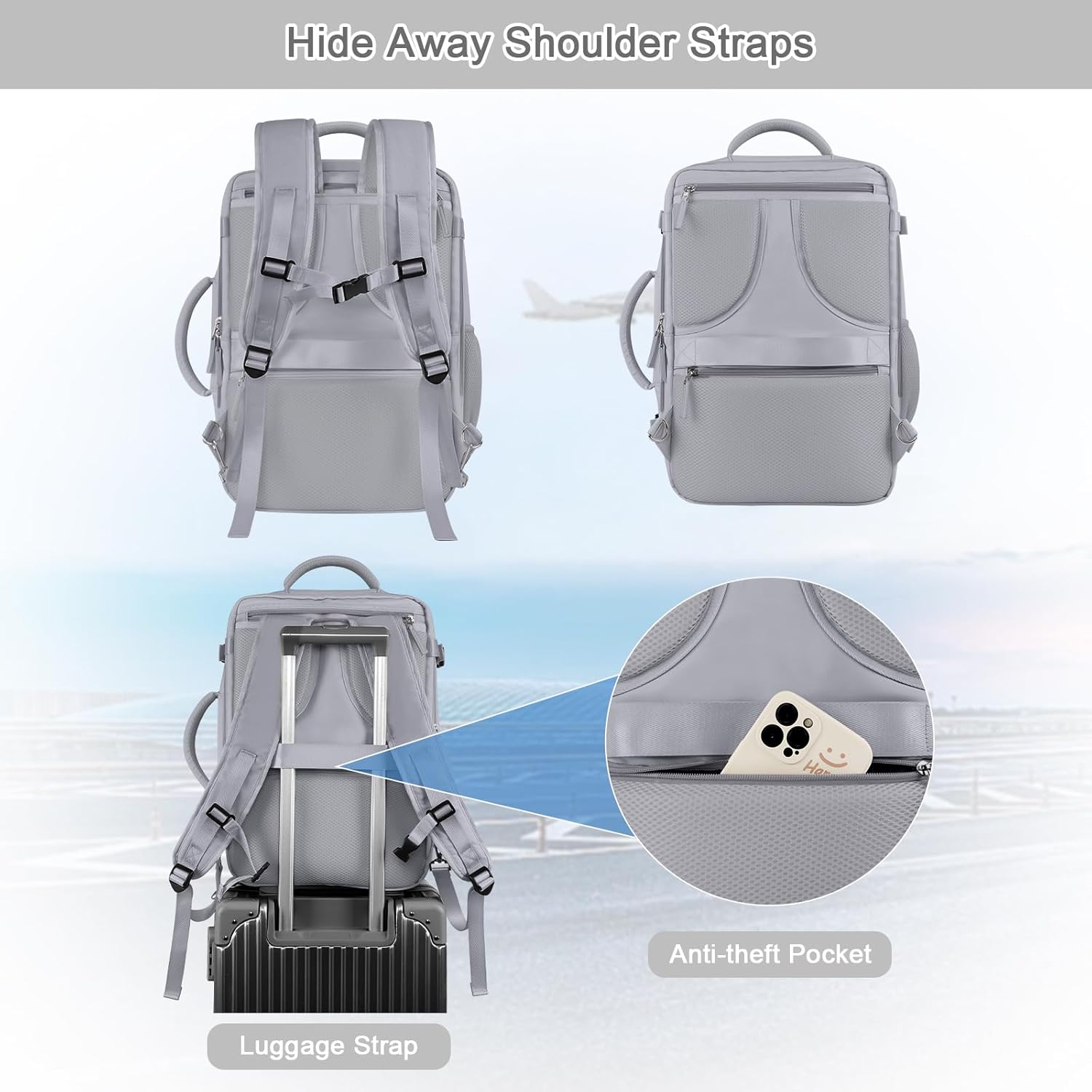 Large Travel Backpack for Women Men, Expandable 40L Carry On Backpack, 17 Inch Laptop Backpack College Bookbag, Waterproof Travel bag as Person Item Flight Approved