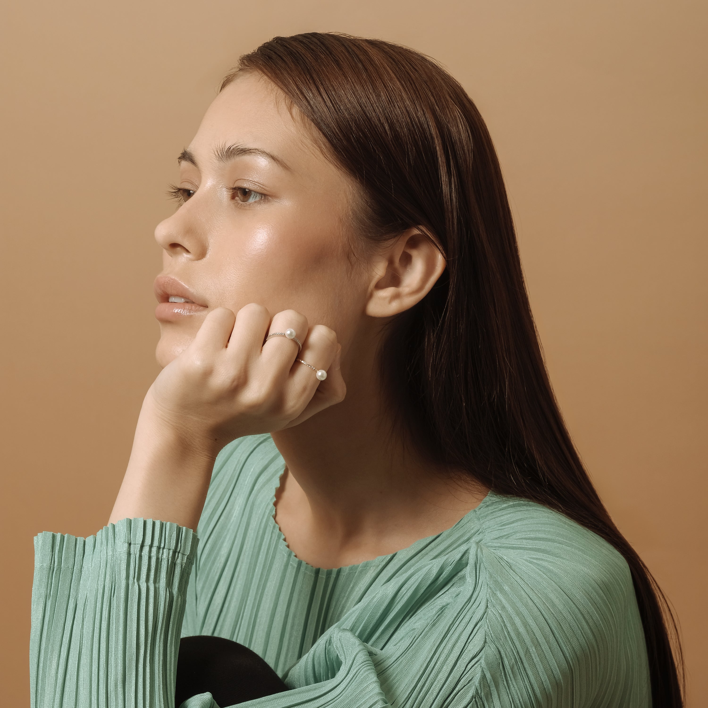 Vira Pearl Ring (925 Sterling Silver. Size 4)