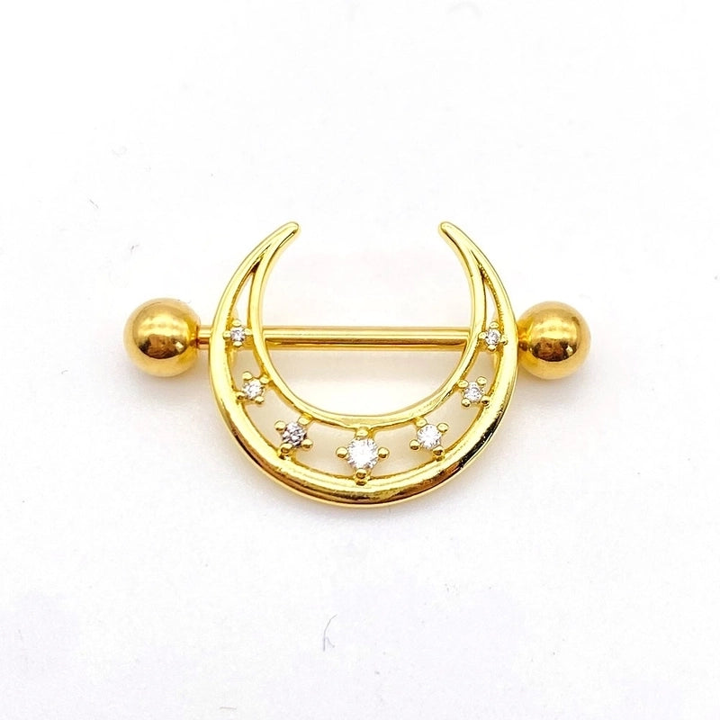 Fashion Leaf Star Wings Stainless Steel Inlaid Zircon Nipple Ring 1 Piece