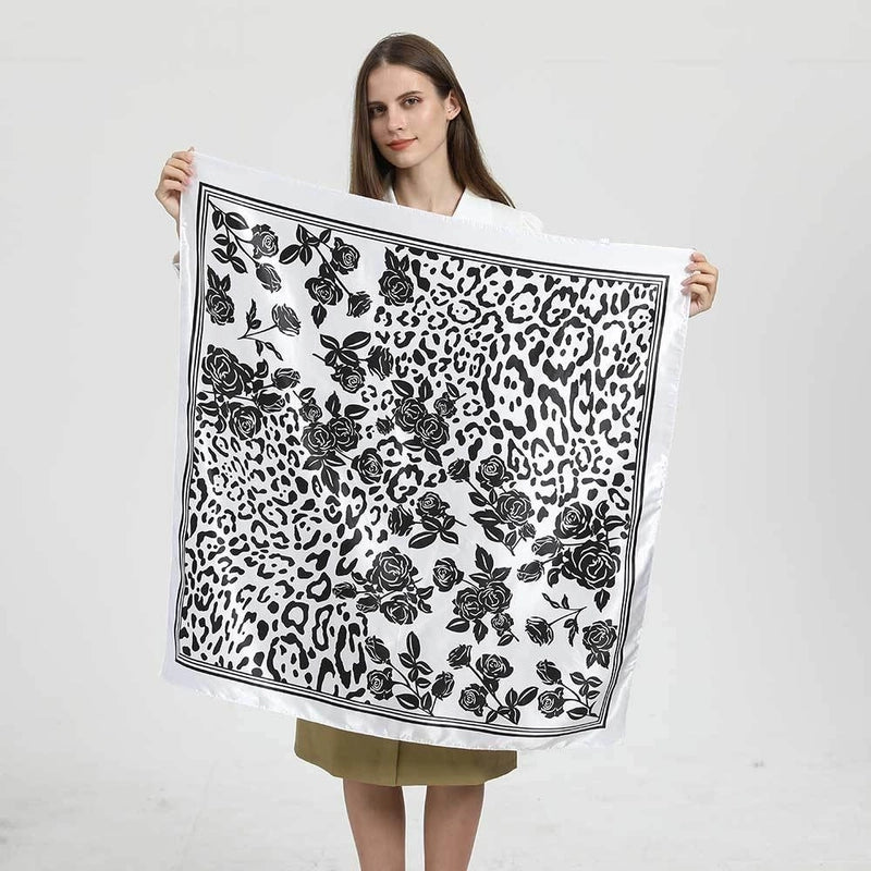 Women's Elegant Letter Plaid Polka Dots Satin Printing Silk Scarf