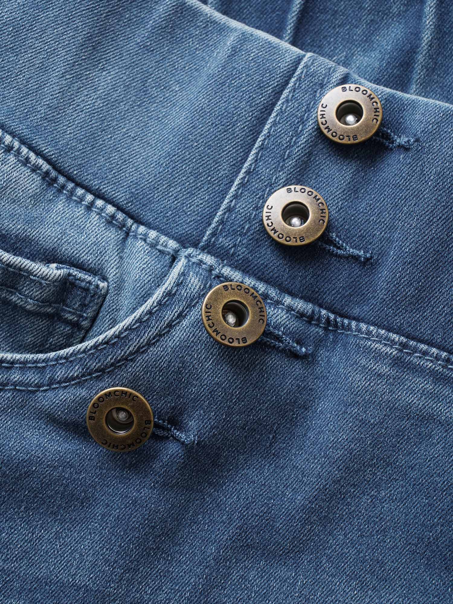 Light Wash Button Detail Pull On Jegging Jeans