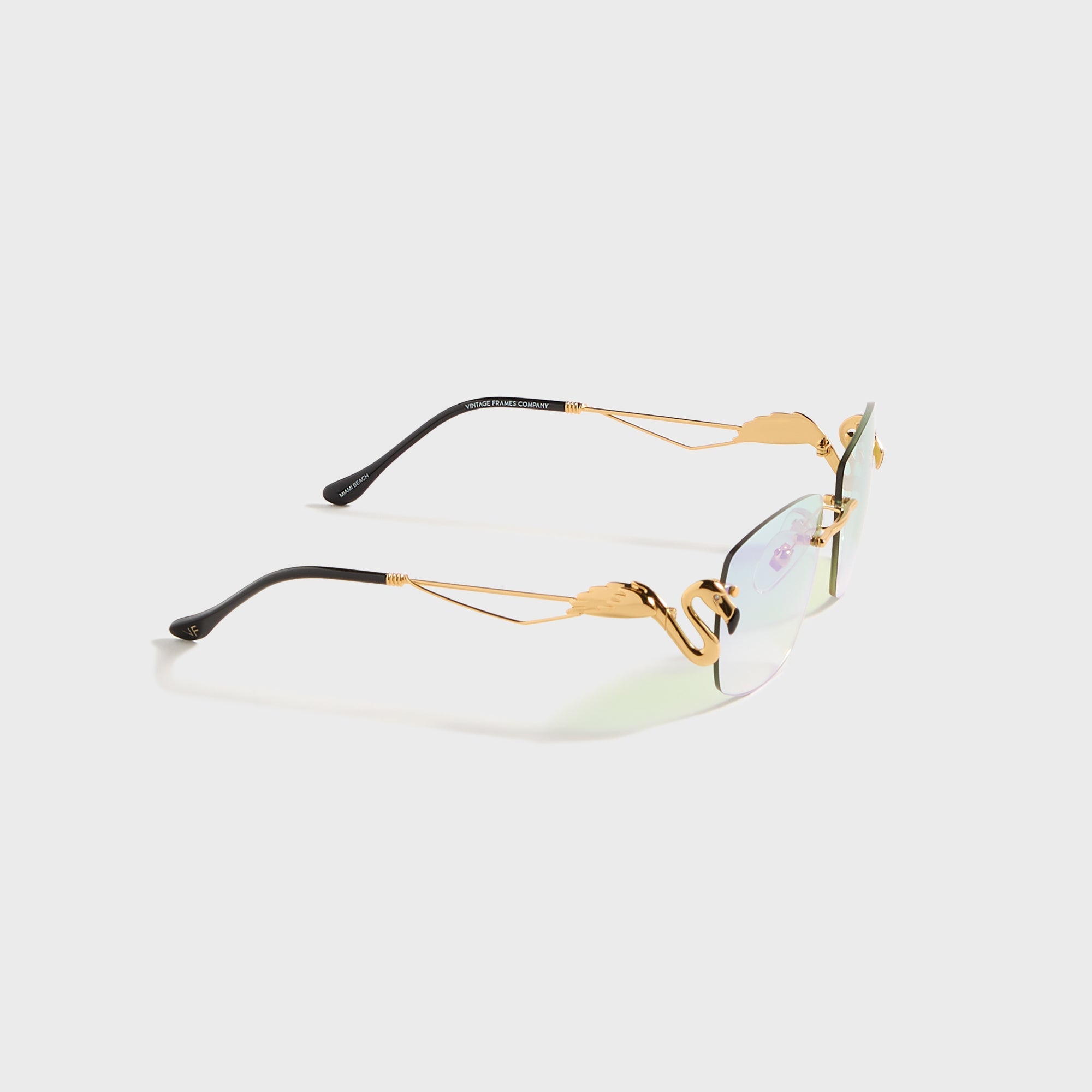 Vintage Frames Flamingo 24KT - Yellow Gold / Powder Green Flash Purple