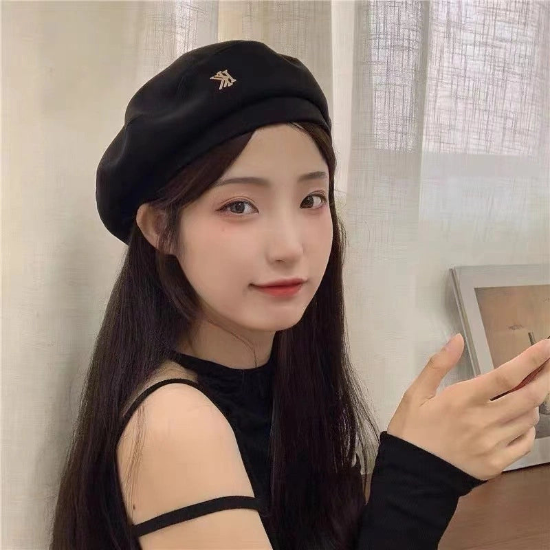 Love Beret Love 2025 Women Autumn And Winter New Woolen Hat Big Head Circumference Face Small