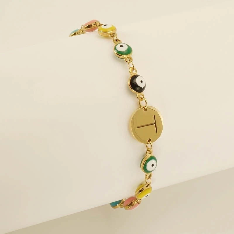 Titanium Steel Gold Plated Minimalist Classic Style Letter Plating Bracelets
