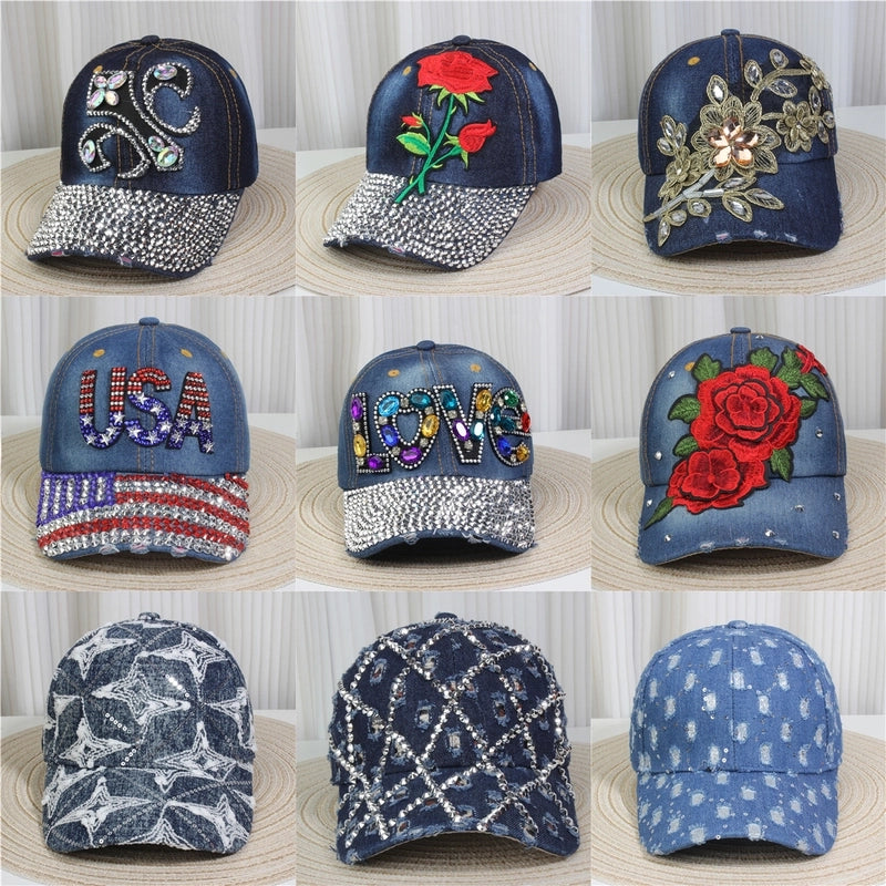 Unisex Streetwear Letter Usa Flower Curved Eaves Baseball Cap