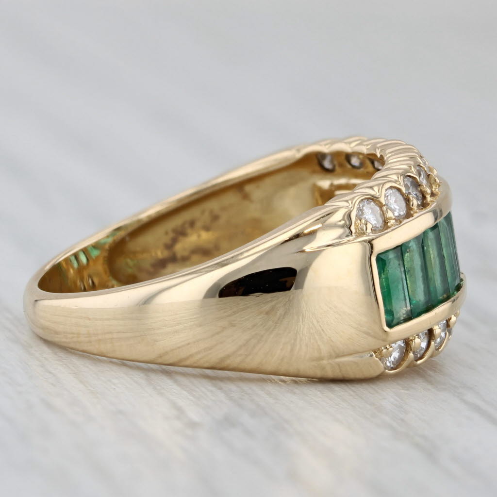 1.60ctw Emerald Diamond Ring 18k Yellow Gold Size 6.75