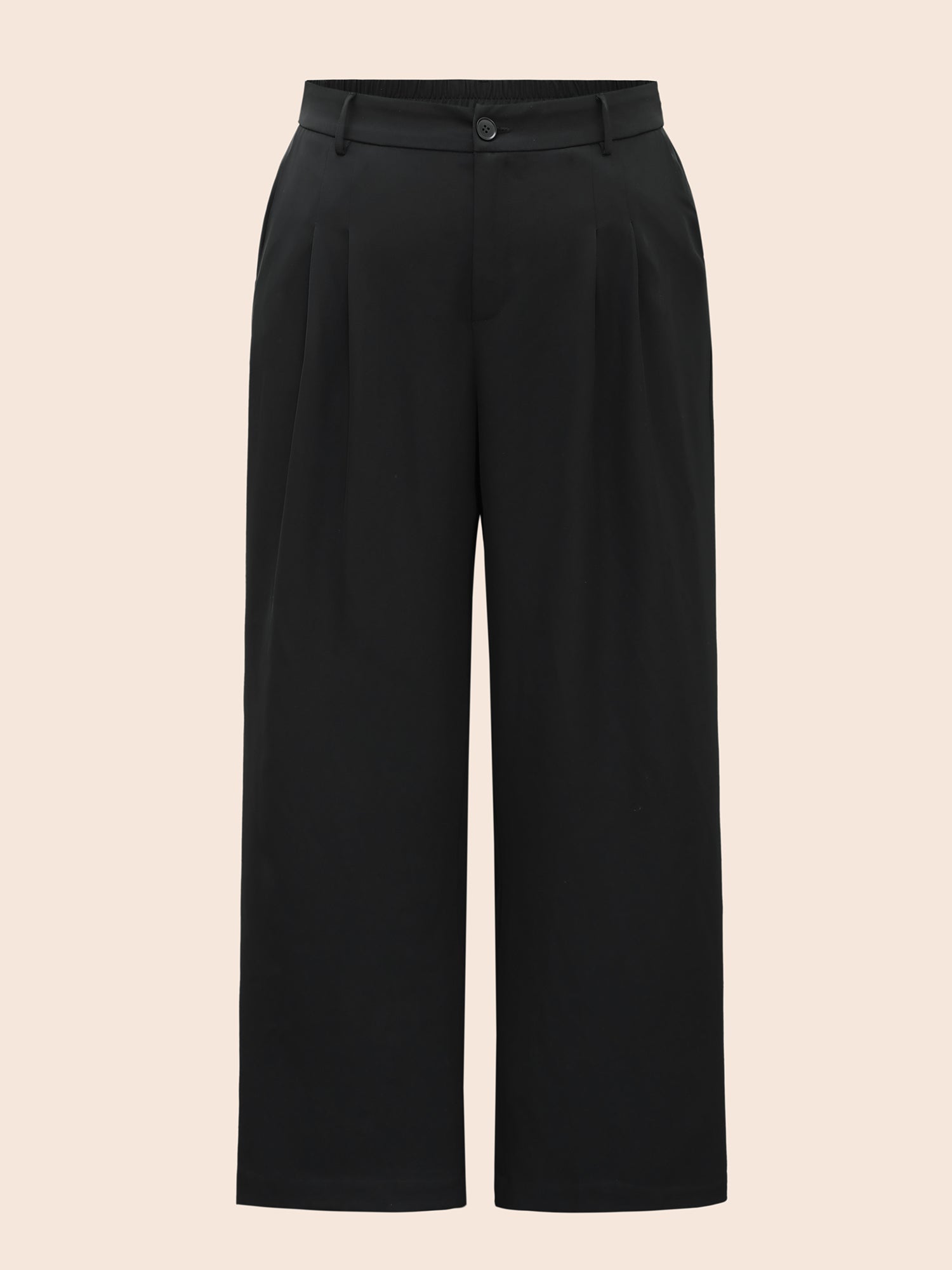 Stretch Woven Pleated Elastic Waist Pants