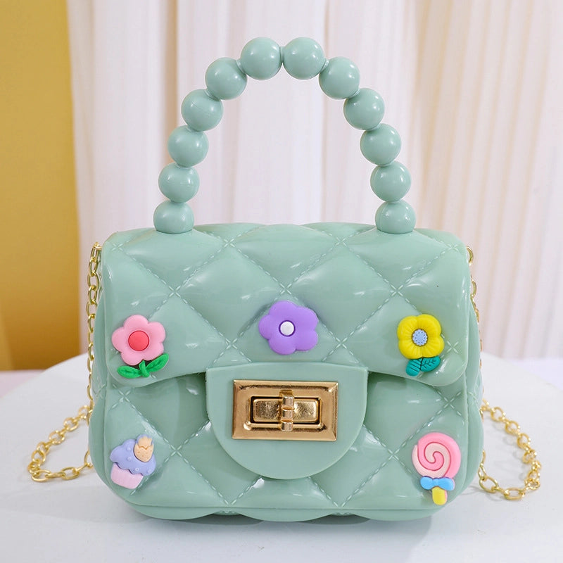 Women's Small PVC Color Block Streetwear Square Lock Clasp Handbag