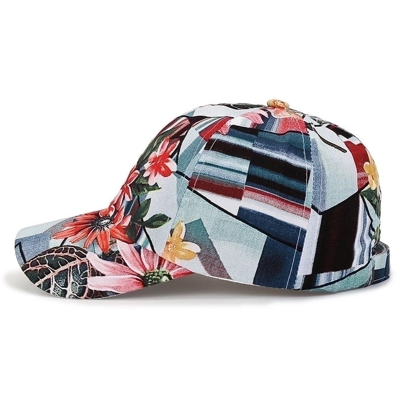 Unisex Romantic Flower Printing Curved Eaves Baseball Cap
