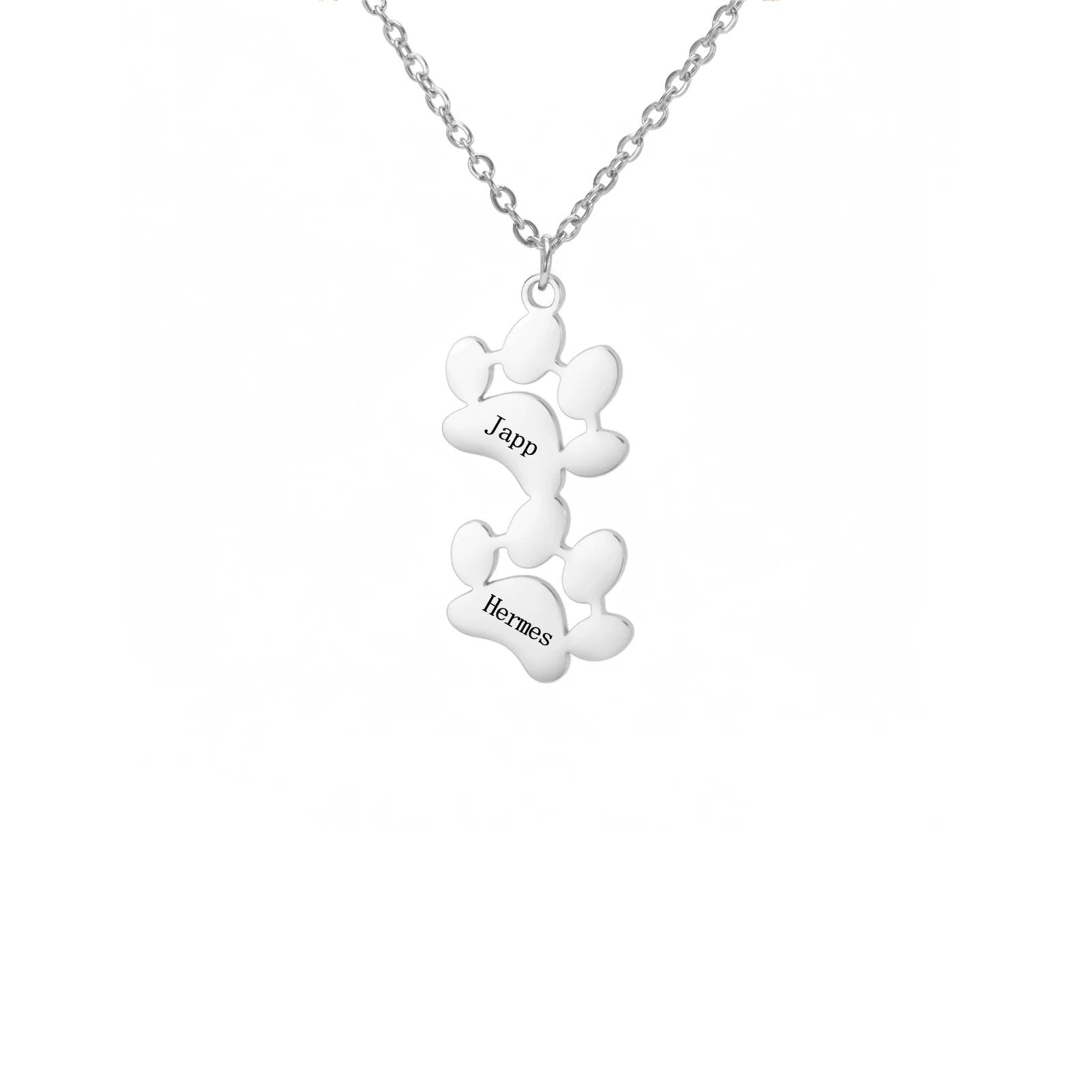 Custom Pet Name Paw Pendant Necklace
