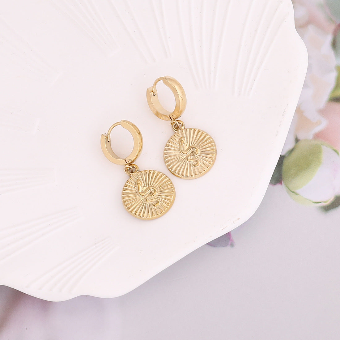 Women Retro Vintage Snake Shape Stainless Steel Electroplating Earrings