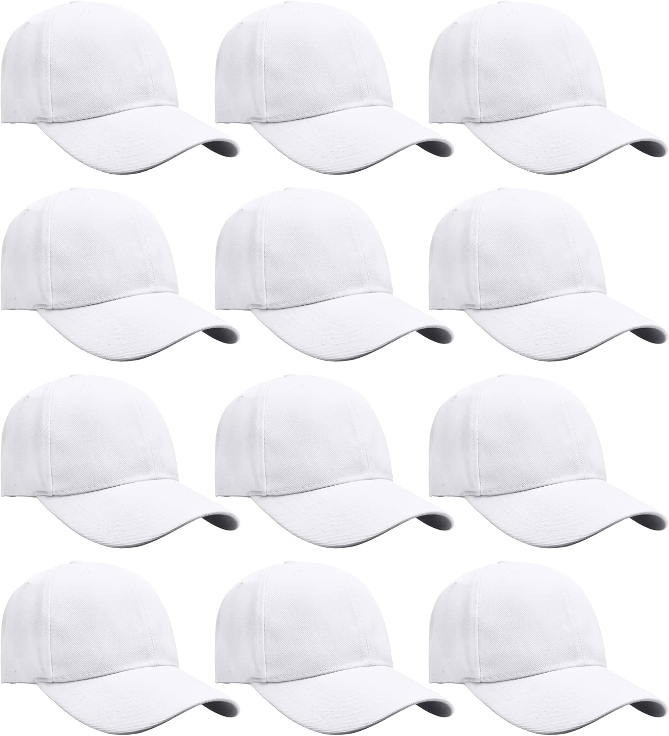 Falari Wholesale Bulk Lot 12-Pack Baseball Cap Adjustable Size Plain Blank Solid Color