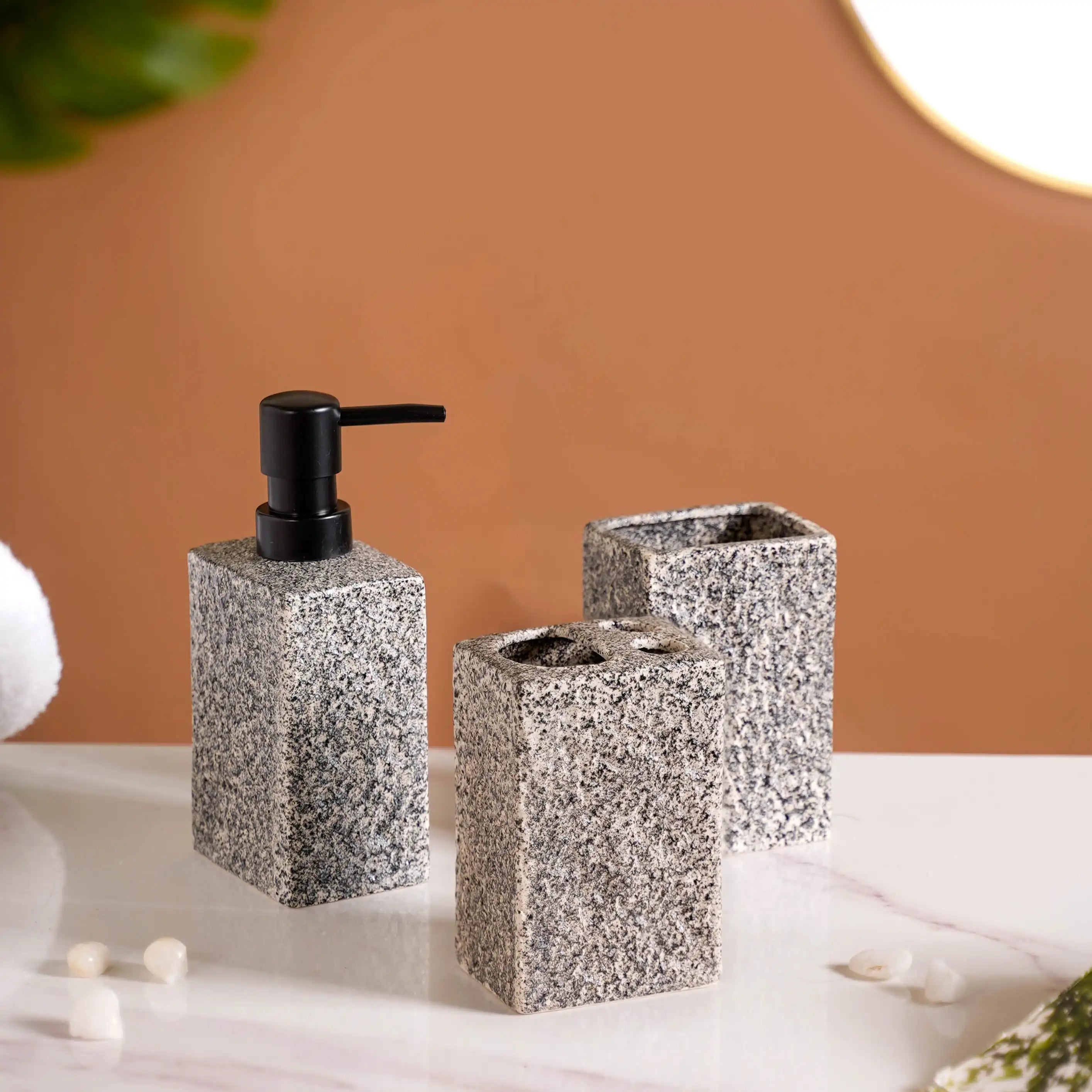 Natural Stone Textured Bathroom Set Of 3