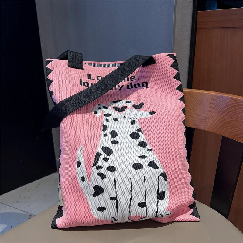 Women's Medium Knit Animal Flower Cute Open Shoulder Bag