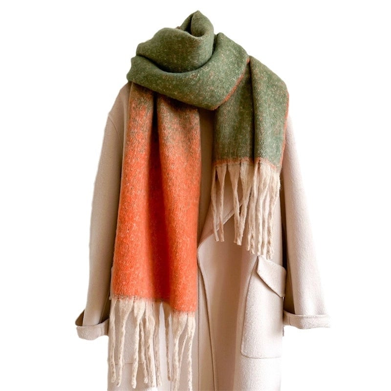 Women's Elegant Basic Minimalist Tassel Imitation Cashmere Polyester Scarf
